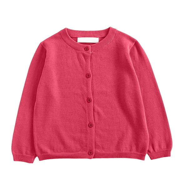 Gubotare Kids Cardigan Girls Light Weight Girls Cardigan Button Down Long Sleeve Chunky Knit Sweater Fall Cute Outerwear Coat Size 7-8 (Watermelon Red,7-8 Years)