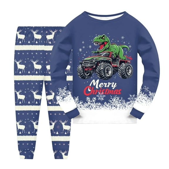 Gubotare Kids Christmas Pajamas Boys Pajamas Kids & Toddler Long Sleeve Pjs Ribbed Comfort Stretch for Active Boys 5T 6T (Navy,5-6 Years)