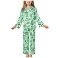 thumbnail image 1 of Gubotare Kids Christmas Pajamas Girls Girls 2-piece Snug-fit Holiday Pajama Set, Soft & Cute for Kids Size 7-8 (Green,7-8 Years), 1 of 9