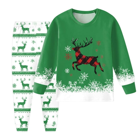 Gubotare Kids Christmas Pajamas Matching Sets Little Girls Pajamas Sets Little Girls Pjs Sleepwear Sets Size 6-7 (Green,6-7 Years)