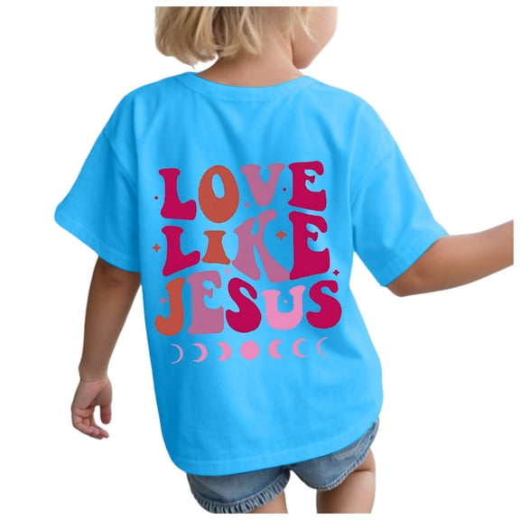 Gubotare Kids Clothes Girls T Shirts Baby Girls Short Sleeve Shirts Toddler Tees Cute Graphic Tops (Sky Blue,Size 5-6 Years)