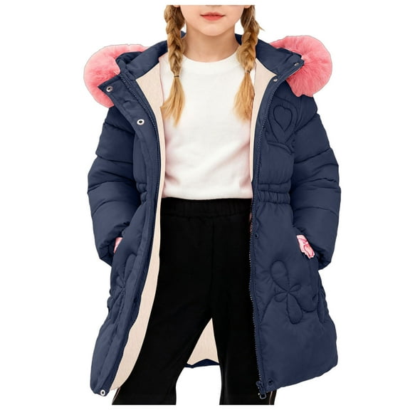 Gubotare Kids Coats Girls Kids Boys Girls Hooded Coat Winter Lightweight Down Jacket Packable Coat Size 9-10 Years (Navy,9-10 Years)