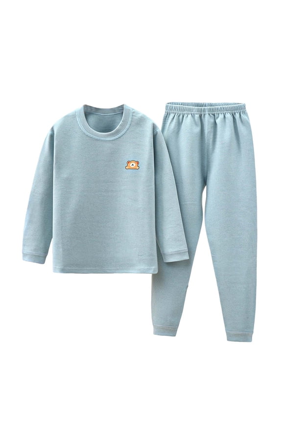 Kids Fall Pajamas Baby Pajamas Set Shirt and Pants Toddler Pjs Long Sleeve Sleepwear Size 18 24 Months (Light Blue,18-24 Months)