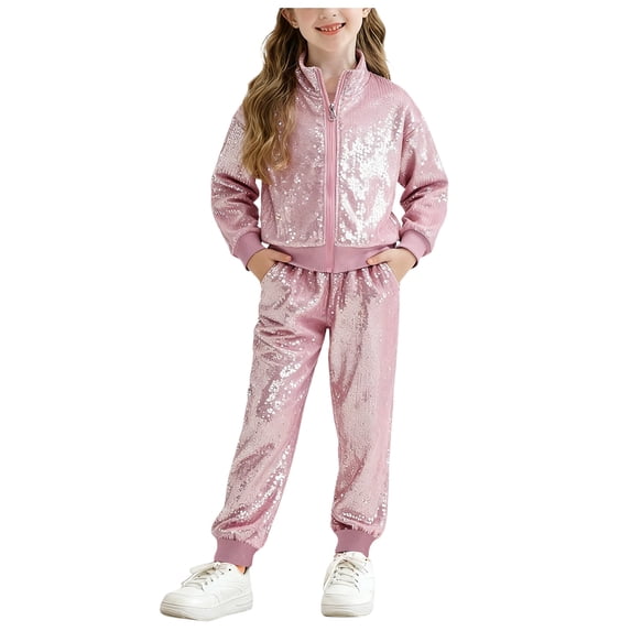 Gubotare Kids Flare Leg Pants Set Toddler Baby Girl Fall Winter Clothes Floral Embroidery Long Sleeve Pullover Sweatshirt Jogger Pants 2 Piece Outfits 1T 2T (Pink,1-2 Years)