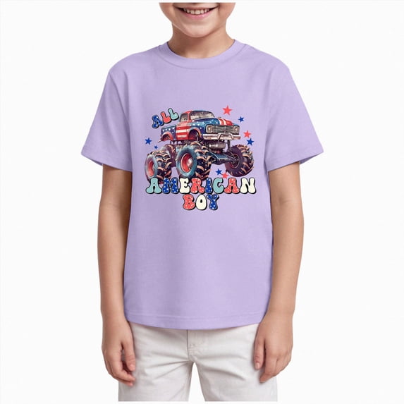 Gubotare Kids Fourth of July Shirt Boys Classic Short-Sleeve Usa Tees Hawaiian Shirt with Pocket for Kids 7T 8T, Purple