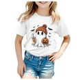 thumbnail image 1 of Gubotare Kids Funny Halloween Shirt Cute Short Sleeve Top Halloween Pajamas for Girls (White,10-11 Years), 1 of 5