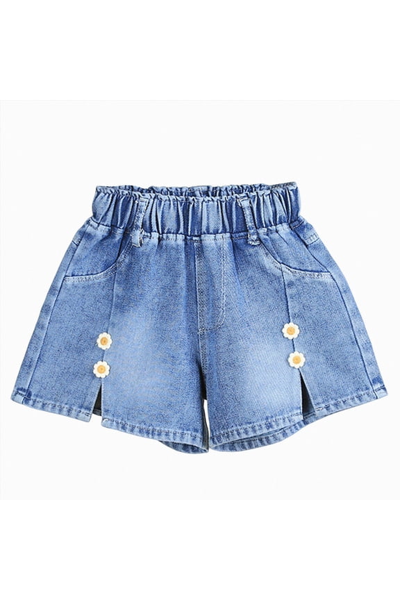 Gubotare Kids Girl Shorts Jean Teen Girls Ripped Jean Shorts Damaged Fashion Edge Hem Denim Shorty Distressed Washed Casual Clothes Jorts Trendy Fashion 5T 6T (Yellow,5-6 Years)