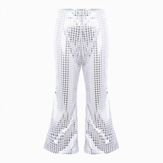 Gubotare Kids Girls Boys Sequin Bell Bottom Pants Flared Trousers for Party Dance Disco Size 10-12,10-12 Years