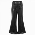 thumbnail image 1 of Gubotare Kids Girls Boys Sequin Bell Bottom Pants Flared Trousers for Party Dance Disco Size 14-16 (Black,14-16 Years), 1 of 5