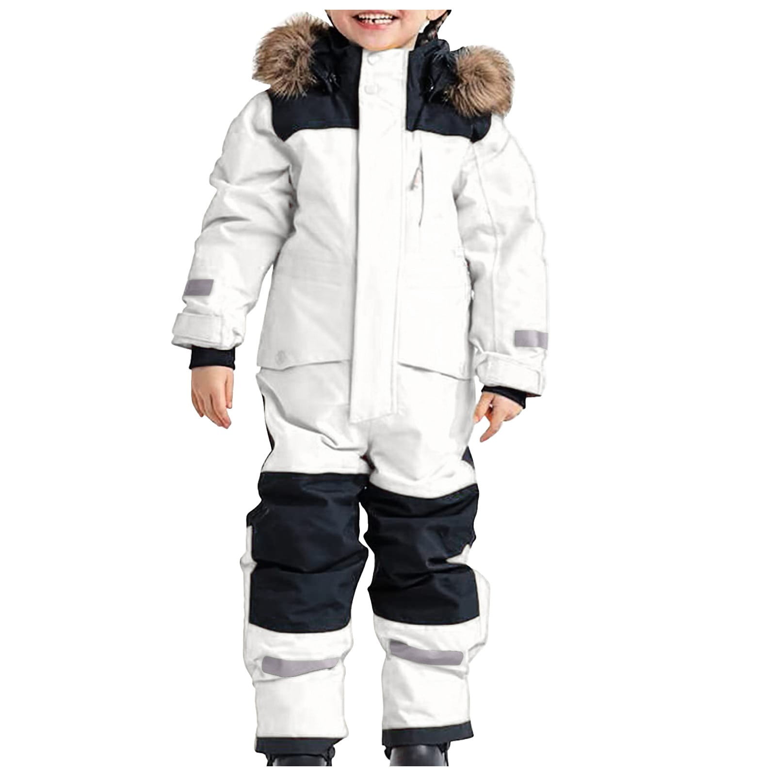 Gubotare Kids Girls Boys Snow Suits One Piece Snowsuits Winter Warm Outdoor Ski Suits Waterproof Windproof Snowboard Jumpsuits Size 12 18 Months (White,12-18 Months)