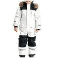 thumbnail image 1 of Gubotare Kids Girls Boys Snow Suits One Piece Snowsuits Winter Warm Outdoor Ski Suits Waterproof Windproof Snowboard Jumpsuits Size 5T 6T (White,5-6 Years), 1 of 6
