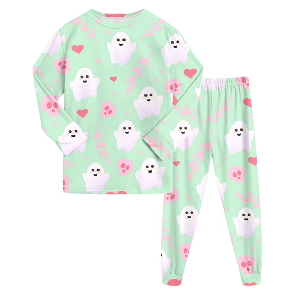 Gubotare Kids Halloween Pajamas Toddler Kids Girls Boys Soft Comfy 2pcs Set Long Sleeve Shirts and Pants Sets Size 8-9 (Green,8-9 Years)