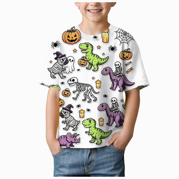 Gubotare Kids Halloween Shirt Girl Toddler Halloween Shirts Girls Girls Pumpkin Ghost Short Sleeve Tees 2T 3T (Green,2-3 Years)