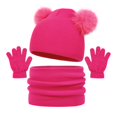 thumbnail image 1 of Gubotare Kids Hat and Gloves Set Winter Hat Gloves Scarf Set for Kids, Girls Toddler Pom Pom Knit Beanie Hat and Glove Set for Christmas Gift (Pink,2-12 Years), 1 of 9