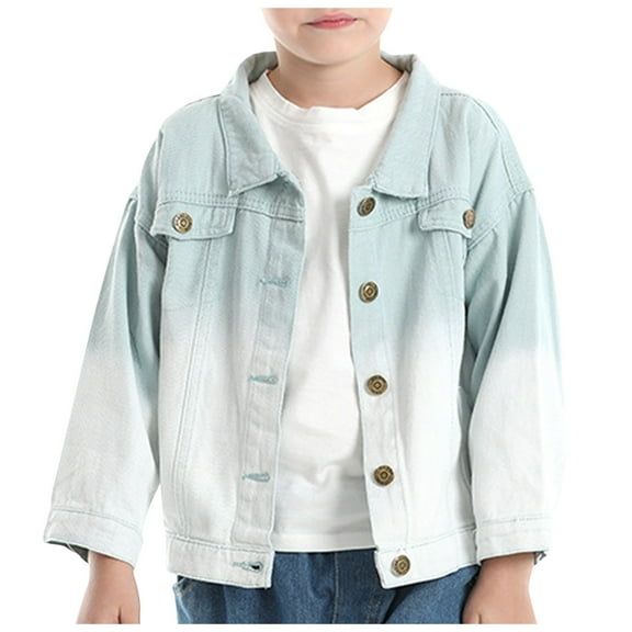 Gubotare Kids Jean Jacket for Girls Toddler Baby Denim Jackets Button Down Jeans Coat Ripped Hooded Top Fall Cowboy Outwear Clothes for Kids Girls Boys Size 4T 5T (Blue,4-5 Years)
