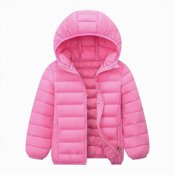 Gubotare Kids Lightweight Puffer Jacket Packable Bubble Coat Down Cotton Coats Zip Up Hooded Outwear (Pink, 4-5 Years)