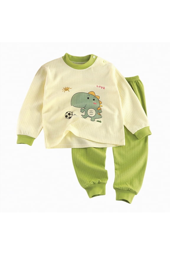 Kids Long Sleeve Pajamas Toddler Soft Pajamas Infant Solid Snug Fit Long Sleeve Sleepwear Baby Boys Girls PJs 2-Piece Set 1T 2T (Green,1-2 Years)