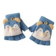 thumbnail image 1 of Gubotare Kids Mittens Cartoon Convertible Flip Top Gloves Toddler Kids Winter Wool Knit Fingerless Gloves with Mitten Cover for Girls Boys (Blue,3-6 Years), 1 of 9