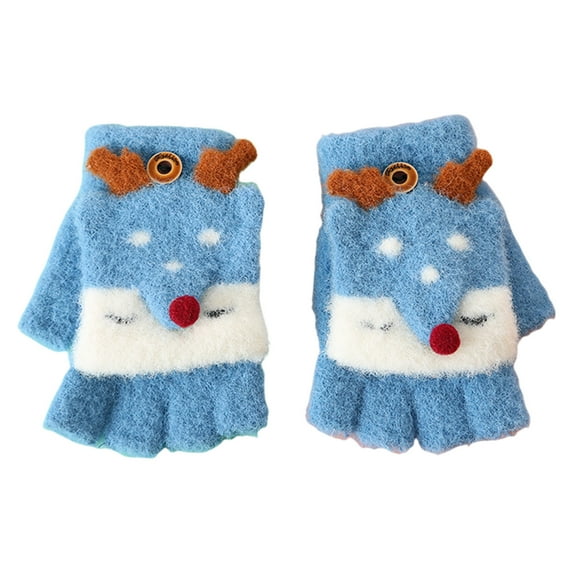 Gubotare Kids Mittens Toddler Kids Winter Gloves for Boys Girls Children Warm Wool Lined Gloves Toddler Thermal Knitted Mittens (Blue,2-6 Years)