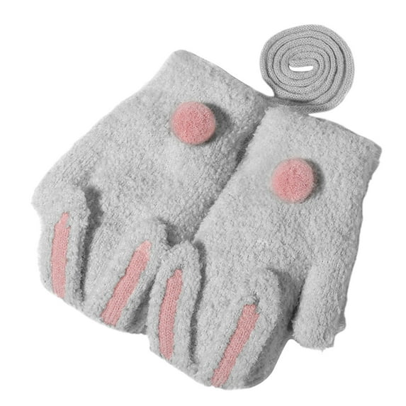 Gubotare Kids Mittens Winter Kids Warm Gloves Full Fingers Stretchy Knitted Gloves for Boys or Girls (Grey,2-6 Years)