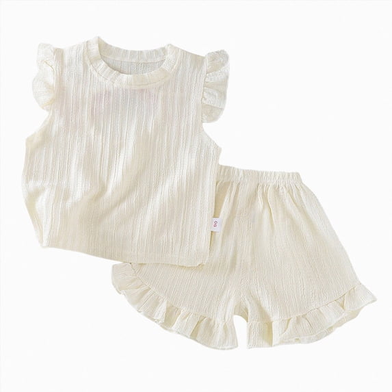Gubotare Kids Pajama Baby Girls Pajamas Summer Short Cartoon Two Piece Short Slevee Suit Girls Outfits Set 4T 5T (White,4-5 Years)