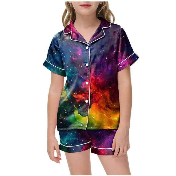 Gubotare Kids Pajama Toddler Girls Kids Pajama Sets Short Summer Cool Sleepwear Pjs 2pcs Set,Navy 10-11 Years