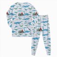thumbnail image 1 of Gubotare Kids Pajamas Boys, 2-Piece Long Sleeve Sleepwear with Colorful Prints (Light Blue,4-5 Years), 1 of 7