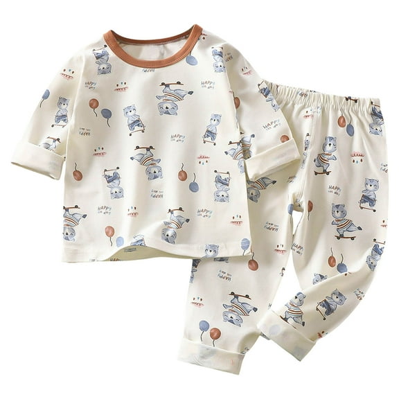 Gubotare Kids Pajamas Boys Baby Pajamas Set Pjs - Kids Toddler Boy Girl Long Sleeve Snug Fit Sleepwear 2pcs Size 18 24 Months (White,18-24 Months)