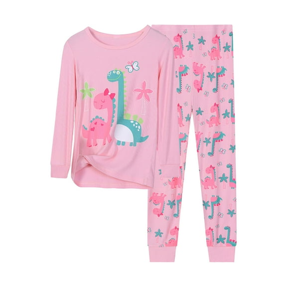 Gubotare Kids Pajamas Boys' Daily Wear Printed PJs - Long Sleeve Home Outfit Size 5T 6T (Pink,5-6 Years)