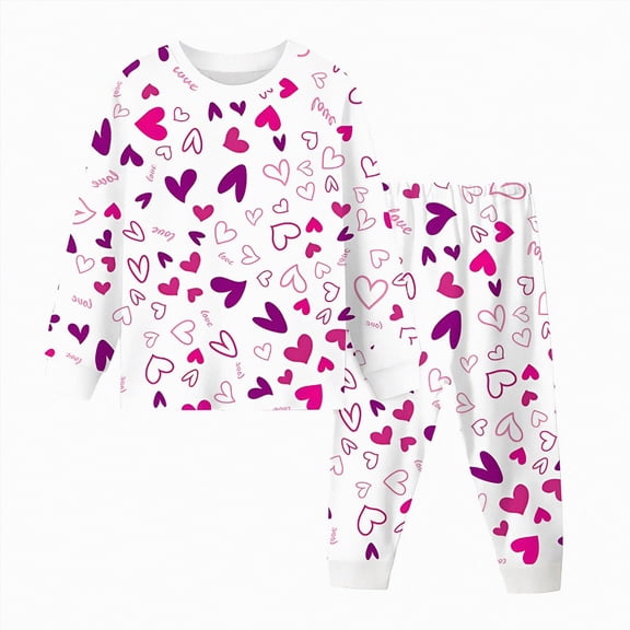Gubotare Kids Pajamas Girls Girls 2-piece Snug-fit Holiday Pajama Set, Soft & Cute for Kids Size 6-7 (Light Purple,6-7 Years)