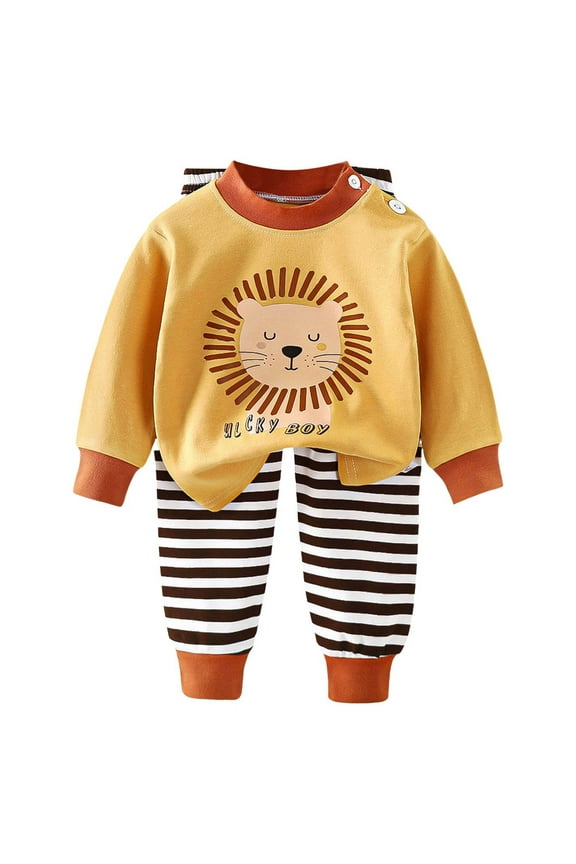 Kids Pajamas Long Sleeve Soft Pajamas Snug Fit Long Sleeve Sleepwear Baby Boys Girls PJs 2-Piece Set Size 3 6 Months (Yellow,3-6 Months)