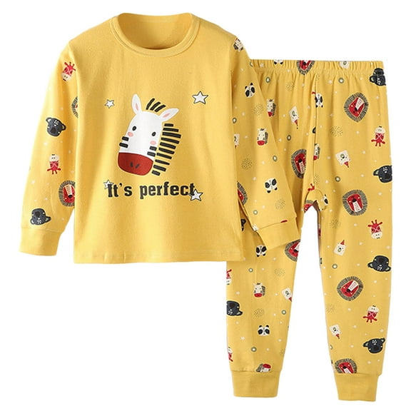 Gubotare Kids Pajamas Pajamas Set for Boys Girls Color Block Long Sleeve Sleepwear Elastic Waist Pants Set Warm Underwear Size 11-12 Years (Yellow,11-12 Years)