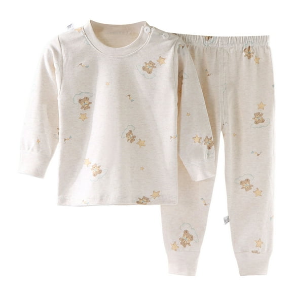 Gubotare Kids Pajamas Set Boys Boys' Pajamas 2-Piece Pjs Sleepwear Kids Warm Cartoon Suits Label Button Down Top Fall Winter Outfits Size 6-7 Years (Light Pink,6-7 Years)