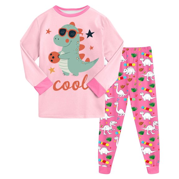 Gubotare Kids Pajamas Set Boys' Long Sleeve PJ Set - Breathable & Lightweight Fabric 2T 3T (Light Pink,2-3 Years)