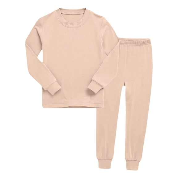 Gubotare Kids Pajamas Set Boys Unisex Babies, Toddlers and Kids' Snug-Fit Pajama Sleepwear Sets 4T 5T (Beige,4-5 Years)