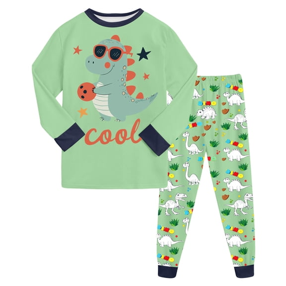 Gubotare Kids Pajamas Set of 2 Baby Pajamas Set Shirt and Pants Toddler Cotton Pjs Long Sleeve Sleepwear Size 7-8 Years (Light Green,7-8 Years)