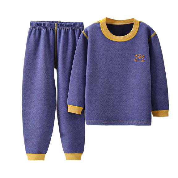 Gubotare Kids Pajamas Set of 2 Pajama Sets Long Sleeve Pattern Print Soft Comfy Sleepwear 2 Piece PJS Size 9-10 (Blue,9-10 Years)