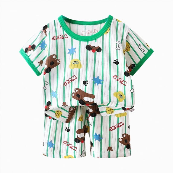 Gubotare Kids Pajamas Toddler Button Up Pajamas Summer Pjs for Girls Boys 12 18 Months (Green,12-18 Months)