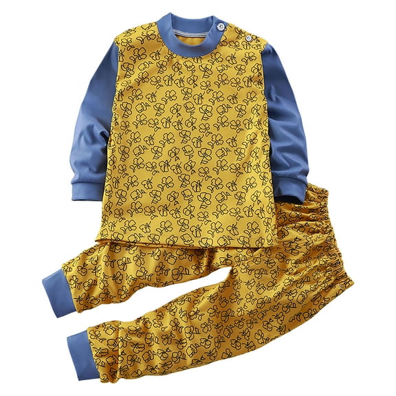 Gubotare Kids Pajamas Toddler Kids Girls Boys Soft Comfy 2pcs Set Long Sleeve Shirts and Pants Sets Size 4T 5T (Yellow,4-5 Years)