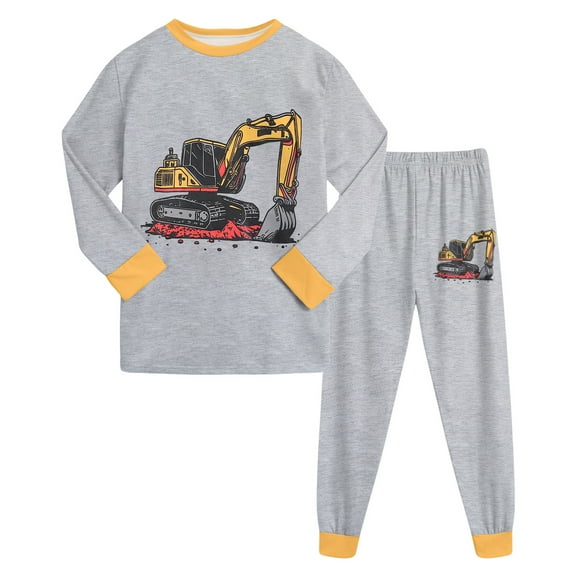 Gubotare Kids Pjs 2-Piece Cozy Pajamas For Little/Big Trendy Boys Long Sleeves Soft Pjs Set Kid Size 6-7 (Grey,6-7 Years)