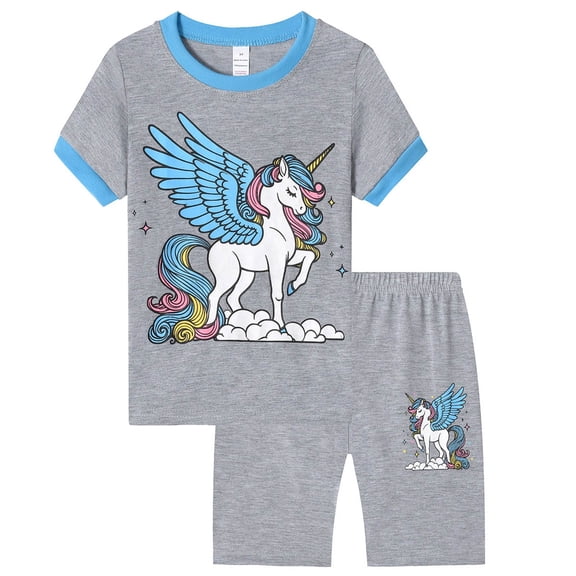 Gubotare Kids Pjs Boys’ 2-Piece Pajama Set – Short Sleeve T-Shirt and Shorts Sleepwear for Kids Size 2-3T (Grey,2-3 Years)