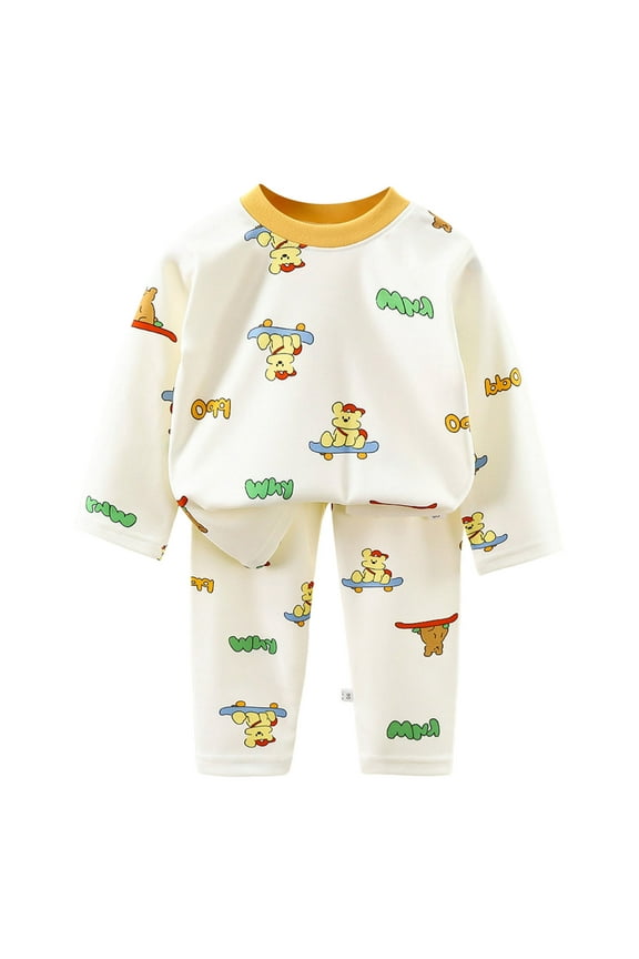 Kids Pjs Boys Kids' Nightwear Set - Long Sleeve & Pants for Boys Size 9-10 (Green,9-10 Years)