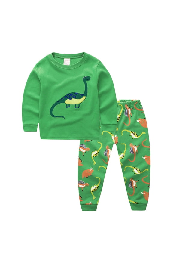 Kids Pjs Boys Toddler Boys Pajamas Cartoon Kids Cute Print 2 Piece Truck Pjs Sleepwear Clothes Sets Size 2T (Green,2 Years)