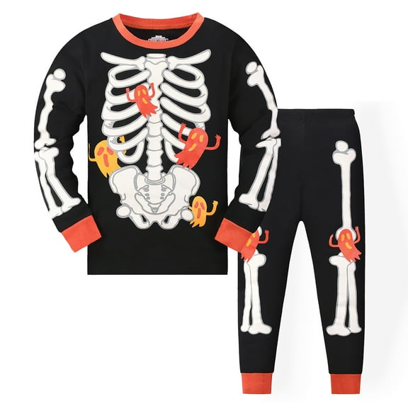 Gubotare Kids Pjs Boys Toddler Boys Pajamas Warm Pjs Kids Long Sleeve Sets Baby Sleepwear Winter Jammies Size 4T 5T (Orange,4-5 Years)