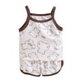thumbnail image 1 of Gubotare Kids Pjs Girls Toddler Baby Girls Summer Pajamas Cute Print Short Sleeve Lapel Button Down Shirt Shorts Satin Sleepwear (Brown,Size 18-24 Months), 1 of 5