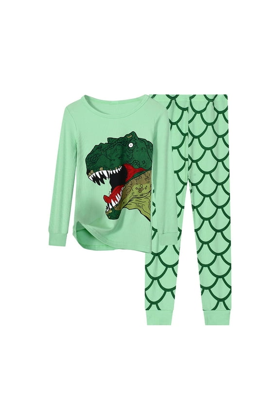 Kids Pjs Kids' Cozy Pajama Set - Soft Fabric for All-Night Comfort Size 5T 6T (Green,5-6 Years)