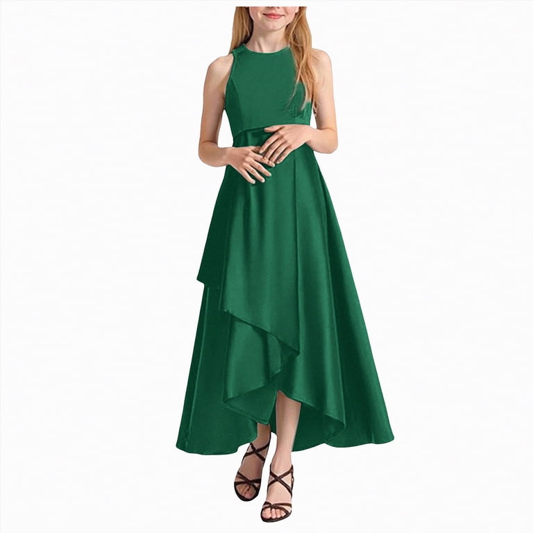 Gubotare Kids Prom Dresses Flower Girl's Dress Princess Puffy Tulle Dresses Bridesmaid Wedding Birthday Party Pageant Prom Gown for Kids Size 8-10 ( Green,8-10 Years)