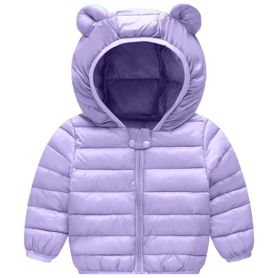 Gubotare Kids Puffer Jacket Baby Toddler Boy Girl Winter Hooded Puffer Jackets Coats Warm Zip UP Padded Outerwear Size 2T 3T (Purple,2-3 Years)