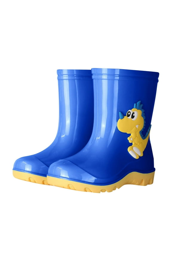 Kids Rain Boots Boys Toddler-Kids Waterproof Rain Boots Patterns and Glitter Boots with Handles for Boys and Girls (Blue,Little Kids 13)