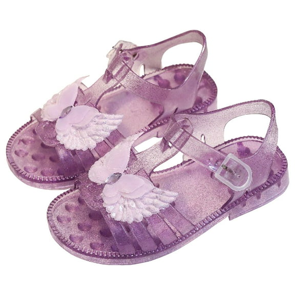 Gubotare Kids Sandals Girls Princess Jelly Heels Birthday Party Sandals for Little Girls (Purple,Size 10)